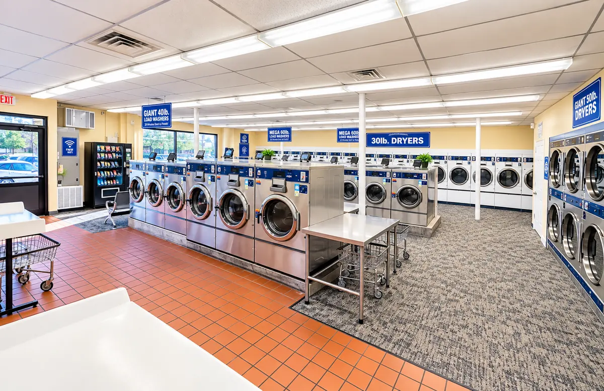 Bright, clean interior of Shoreside Laundromat